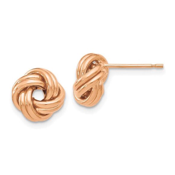9.5mm (3/8 Inch) 14k Rose Gold Polished Love Knot Post Earrings